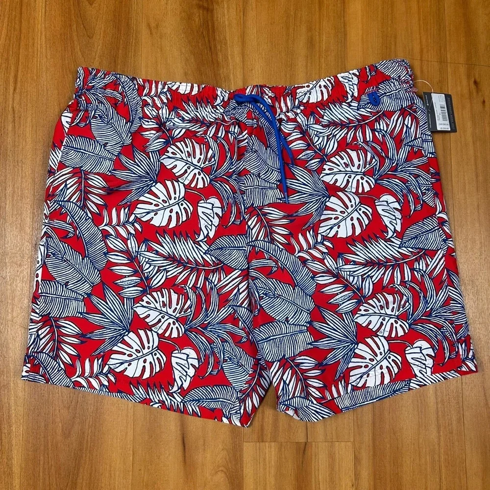 Eddie‎ Bauer Men’s Tropical Red and Blue Swim Trunks Size XL